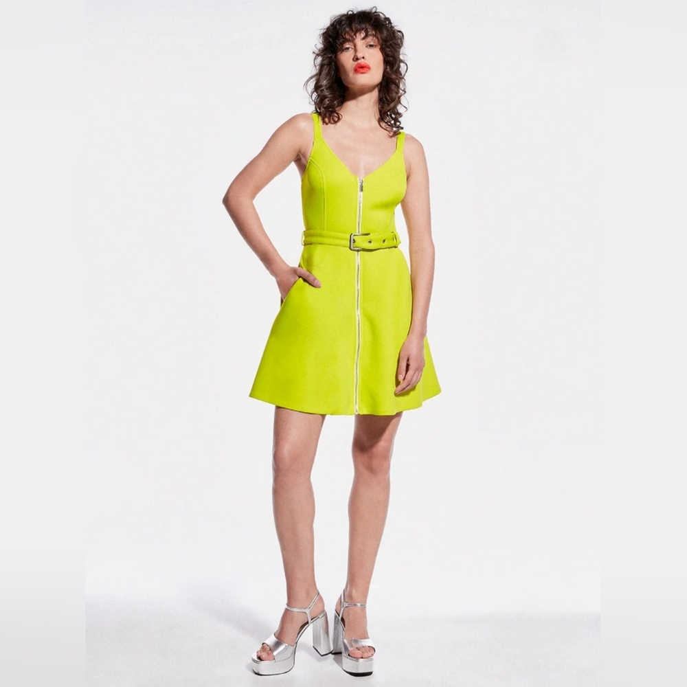 AS by DF Leanne Dress Sorrento Lime Neoprene Party Cocktail Statement NWT - Picture 9 of 10